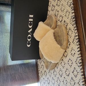 Coach Ivory Shearling slide Sandals